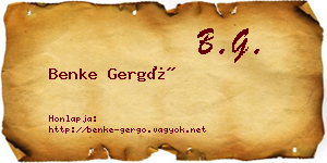 Benke Gergő névjegykártya